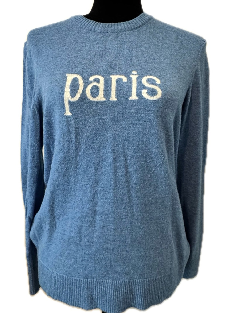 Saks Fifth Avenue Paris Blue Cashmere Blend Sweater Size M